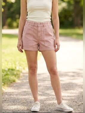 Gap 4" Women’s High-Rise Soft Denim Pink Utility Shorts NWOT